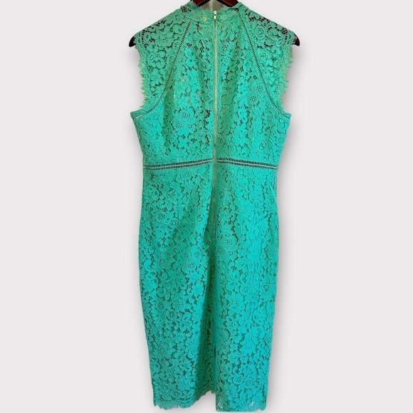 New Bardot Lace Mock Neck Sheath Dress Mint Green, Large/10 - Picture 3 of 8